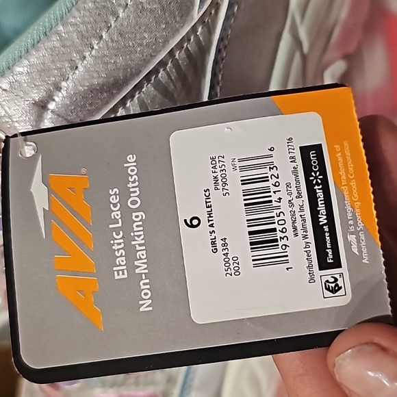 A New with tags girls AVIA ATHLETICS Shoes pink purple glitter slip on size 6 - Picture 3 of 9